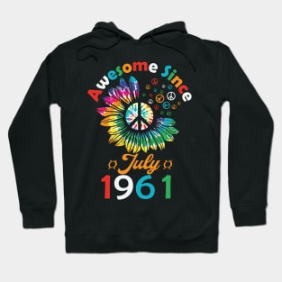 Funny Birthday Quote, Awesome Since July 1961, Retro Birthday Hoodie